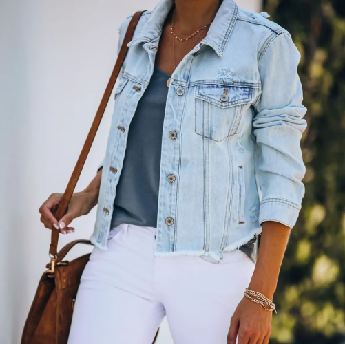 light blue denim jacket women's